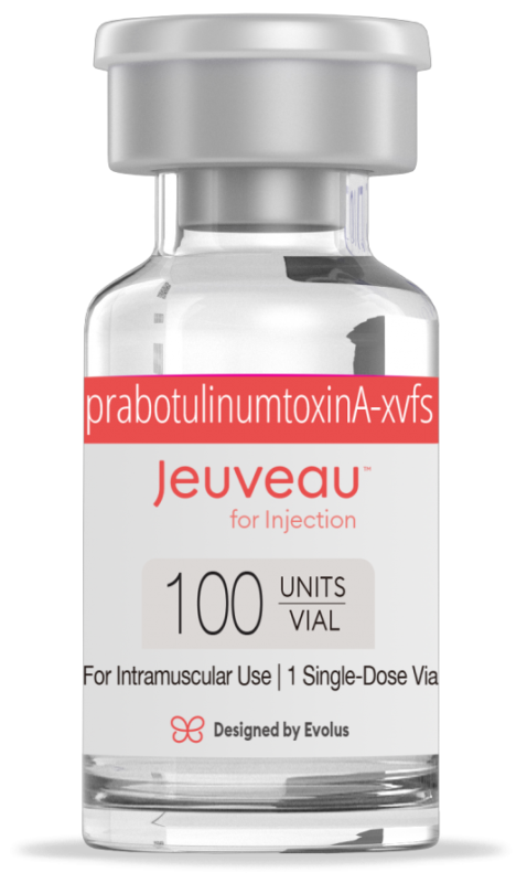 Buy Jeuveau online safely: 100-unit vial of prabotulinumtoxinA-xvfs for FDA-approved cosmetic frown line treatment.